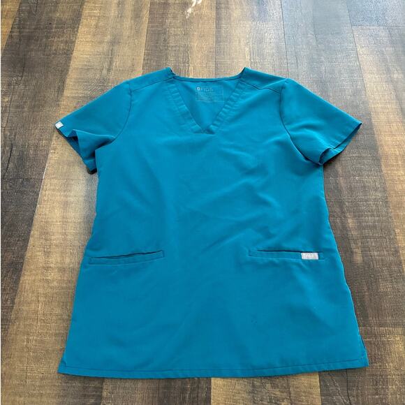 Figs Pacific Blue Casma Three-Pocket Scrub Top  Size Small - Picture 2 of 8